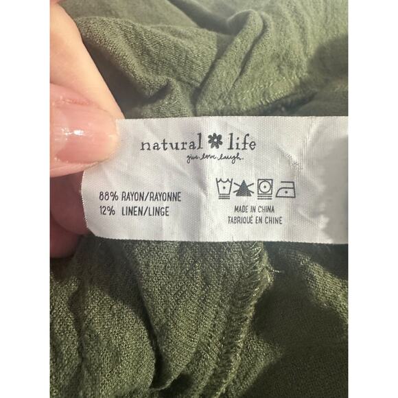 Natural Life Carly olive drab green overalls jumpsuit women M Linen Blend B18 - Picture 9 of 9